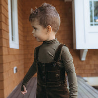 L by Ladida Olive Velvet Short Overalls