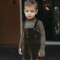 L by Ladida Olive Velvet Short Overalls