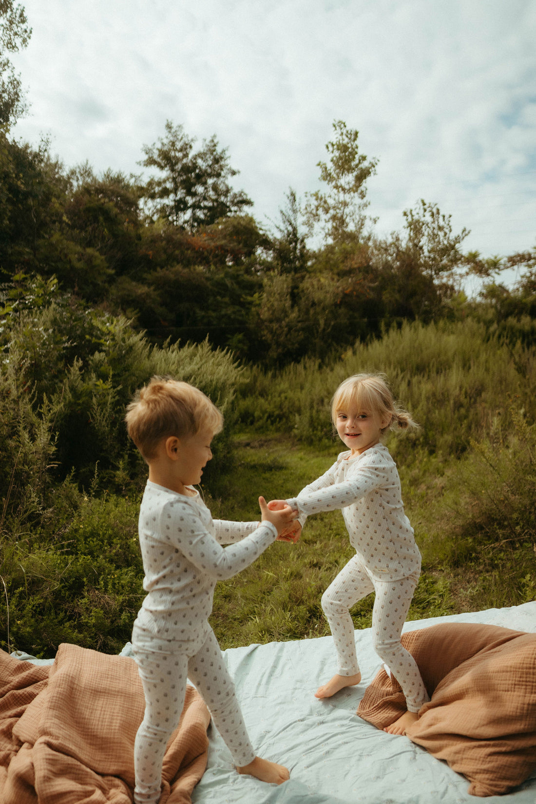 Ladida Layette Blue Grid Pajamas