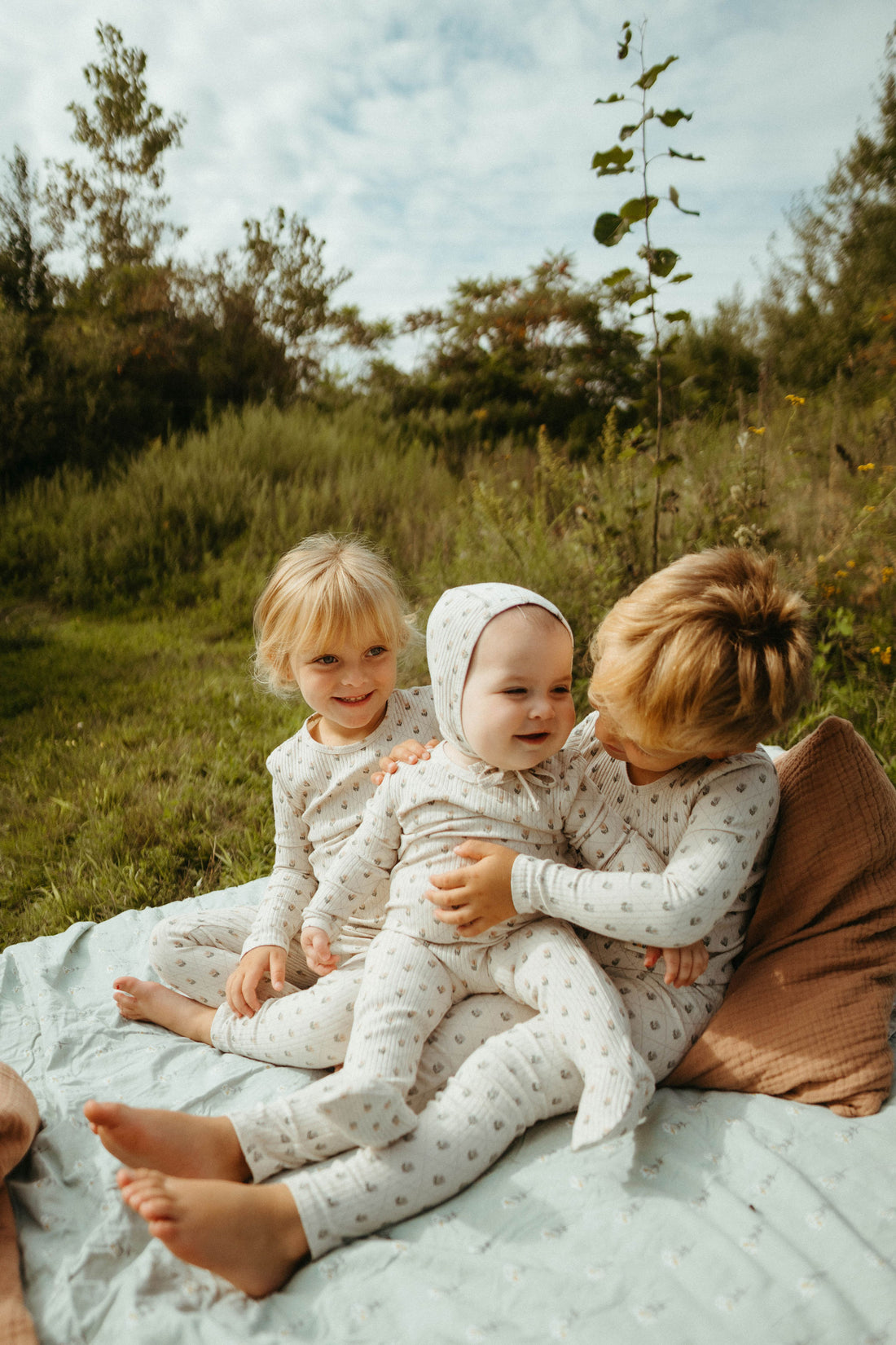 Ladida Layette Blue Grid Pajamas