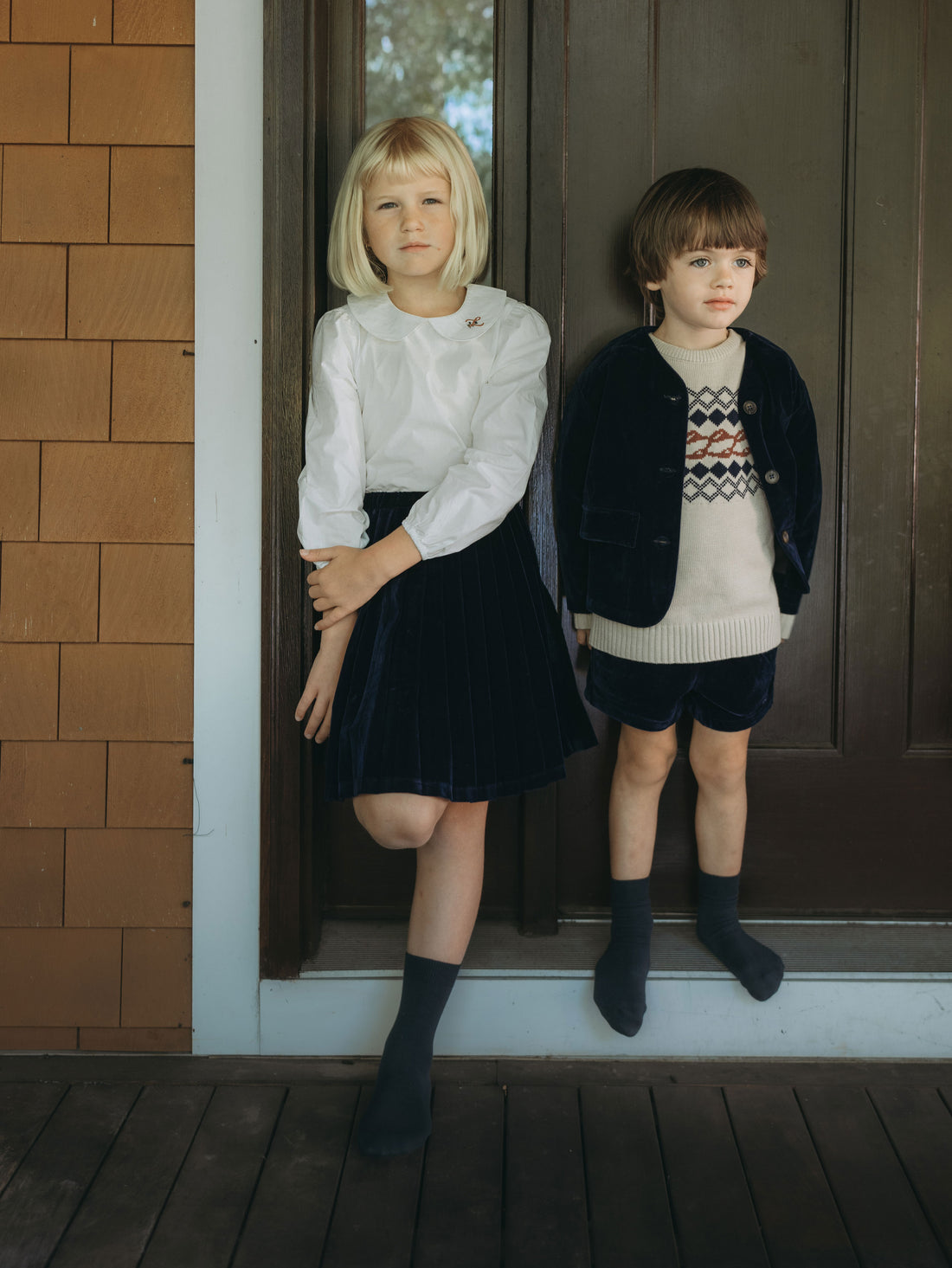 L by Ladida Navy Velvet Puff Skirt