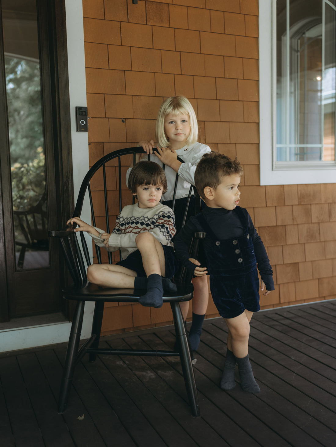 L by Ladida Navy Velvet Short Overalls