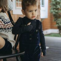 L by Ladida Navy Velvet Short Overalls