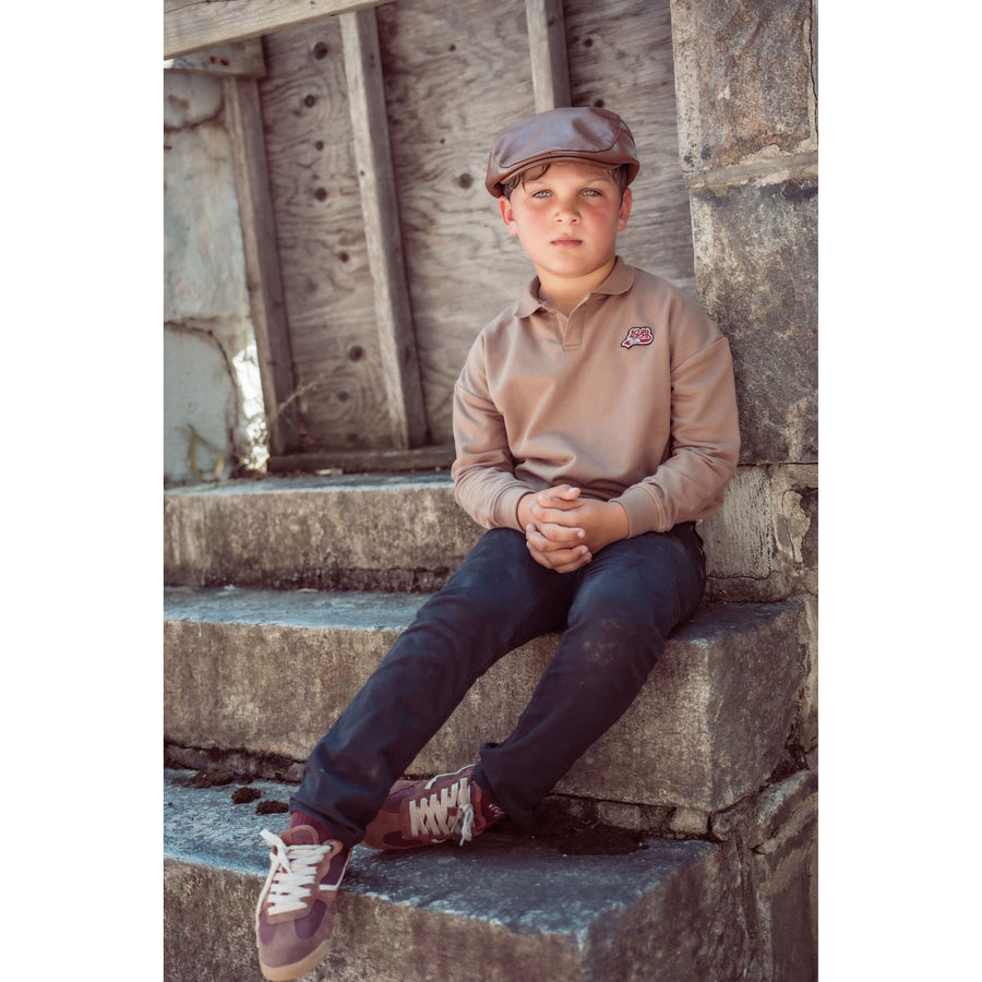 Coco Blanc Taupe Graphic Polo Sweater