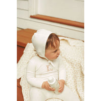 Ladida Layette Ivory/ Pink L Ribbed Romper + Bonnet + Blanket