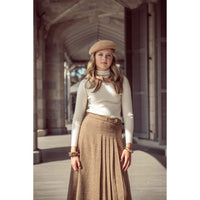Coco Blanc Mocha Herringbone Side Buckle Skirt
