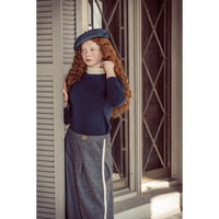 Coco Blanc Navy Marled Side Fringe Skirt