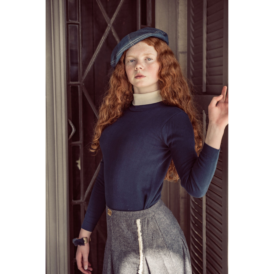 Coco Blanc Navy Colorblock Turtleneck