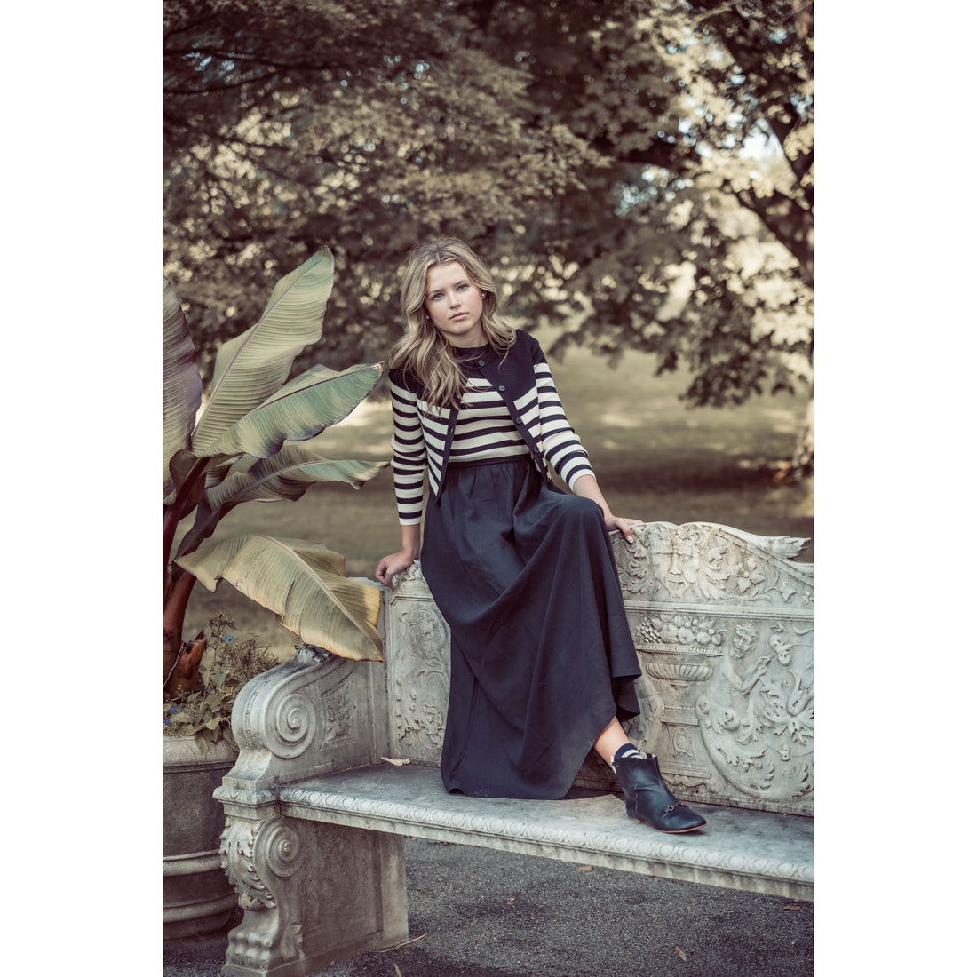 Coco Blanc Black/Cream Striped Cardigan