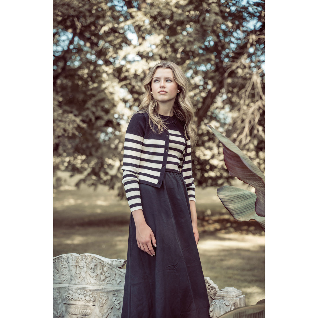 Coco Blanc Black/Cream Striped Maxi Jumper