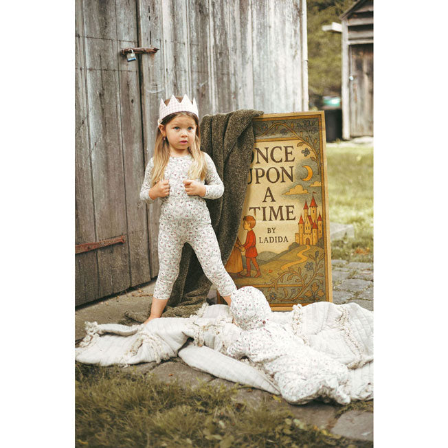 Ladida Layette Circle Floral Suspender Set