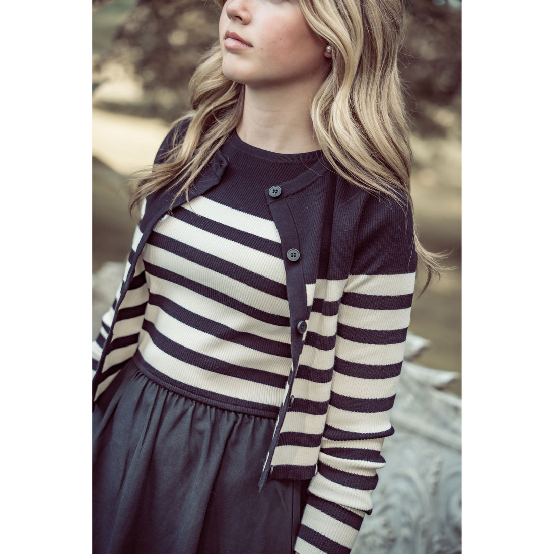 Coco Blanc Black/Cream Striped Maxi Jumper