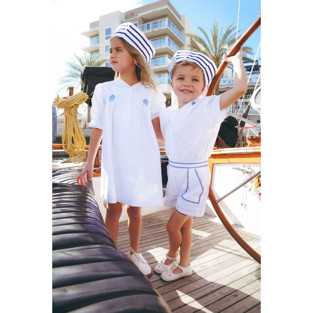 Calla Lili  White Smocking Short Sleeve Dress