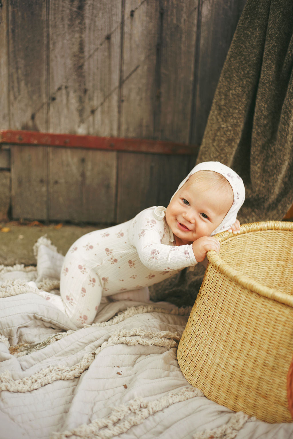 Ladida Layette Pink Watercolor Romper + Bonnet