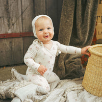Ladida Layette Pink Watercolor Romper + Bonnet