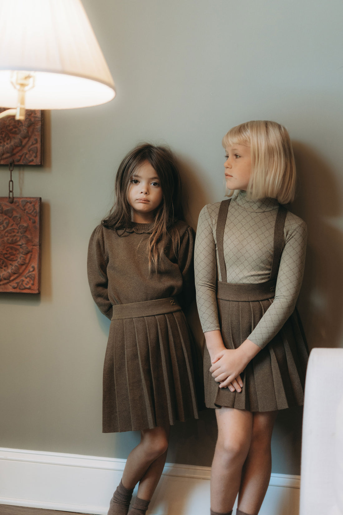 L by Ladida Olive Marl Knit Pleated Skirt