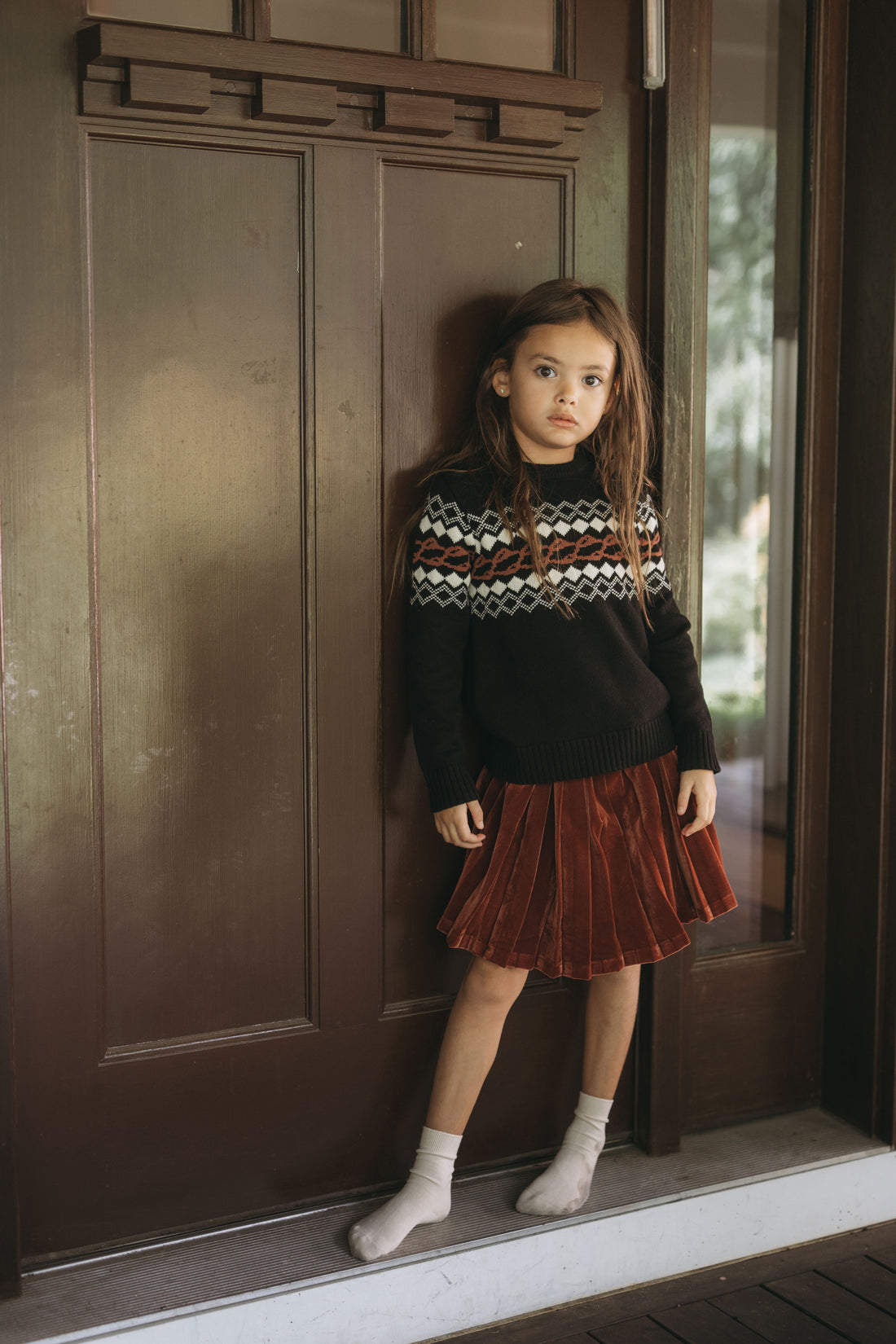 L by Ladida Brick Velvet Puff Skirt