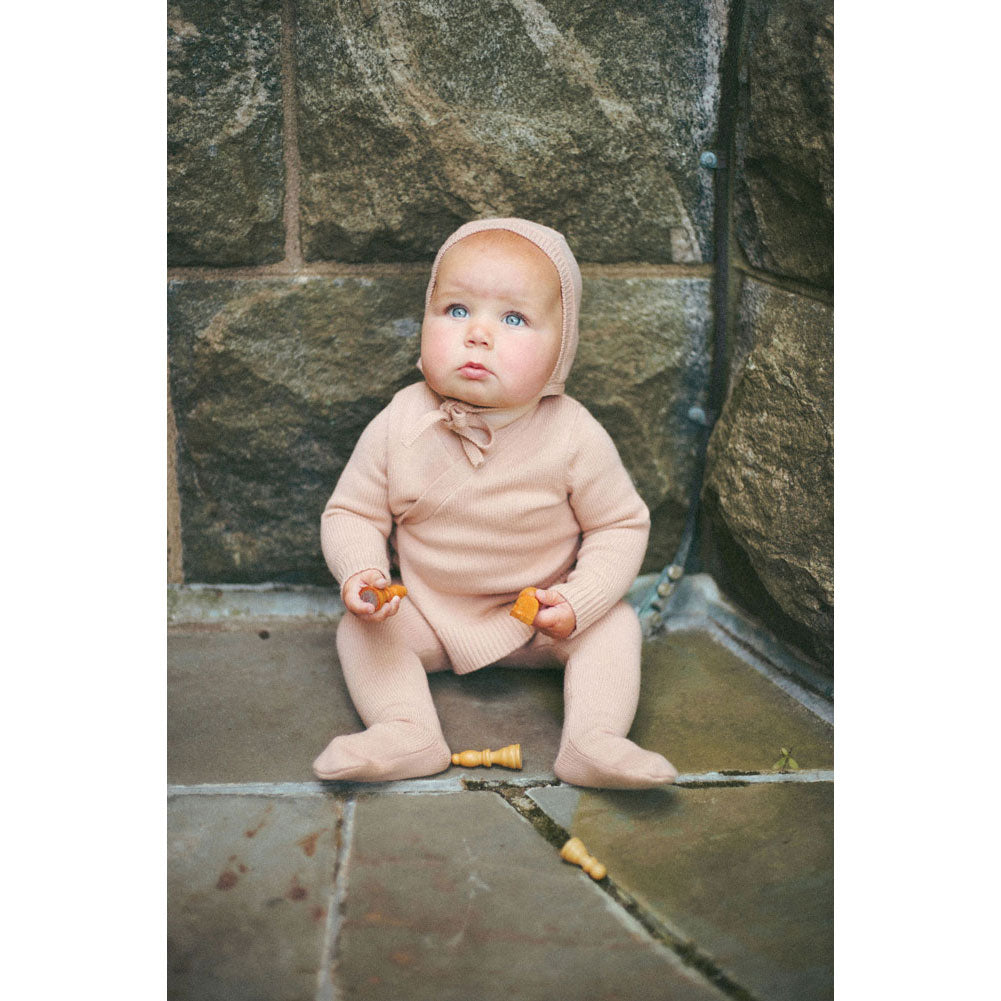 Coco Blanc Mauve Knit Baby Set with Bonnet