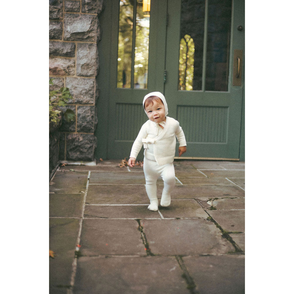 Coco Blanc Cream Knit Baby Set with Bonnet