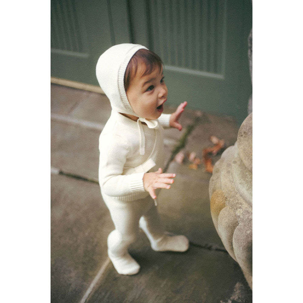 Coco Blanc Cream Knit Baby Set with Bonnet