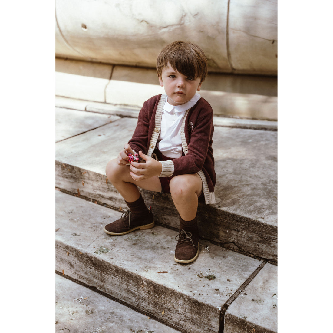Coco Blanc Burgundy Double Breasted Shorts
