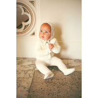Coco Blanc Cream Scalloped Flat Knit Footie