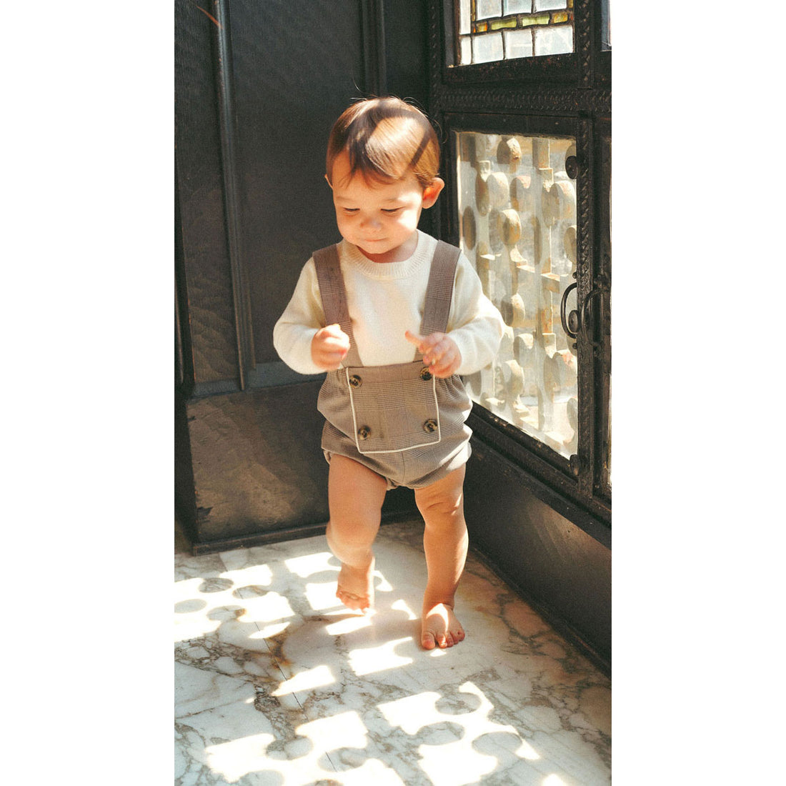 Coco Blanc Plaid Short Overalls