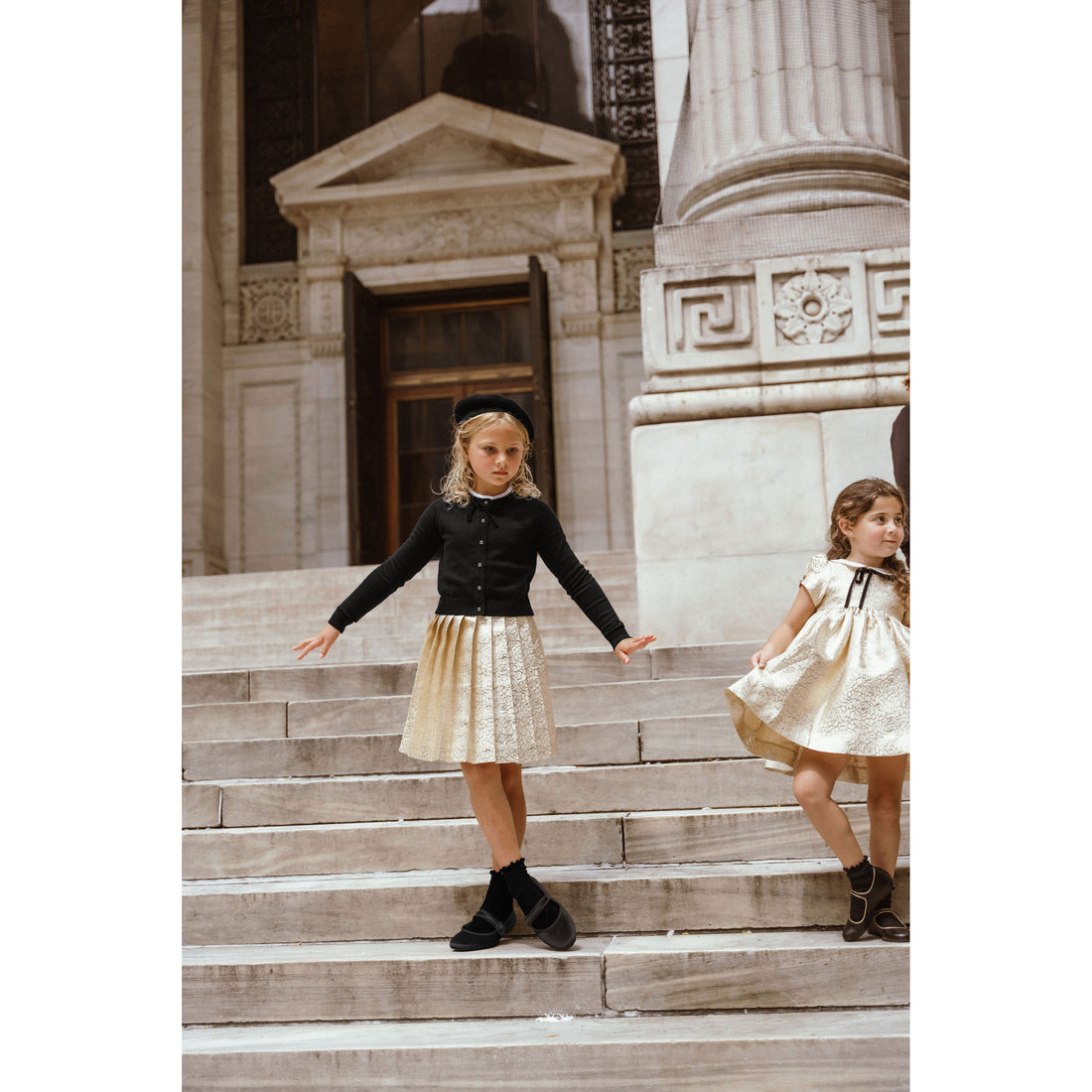 Coco Blanc Gold Pleated Skirt