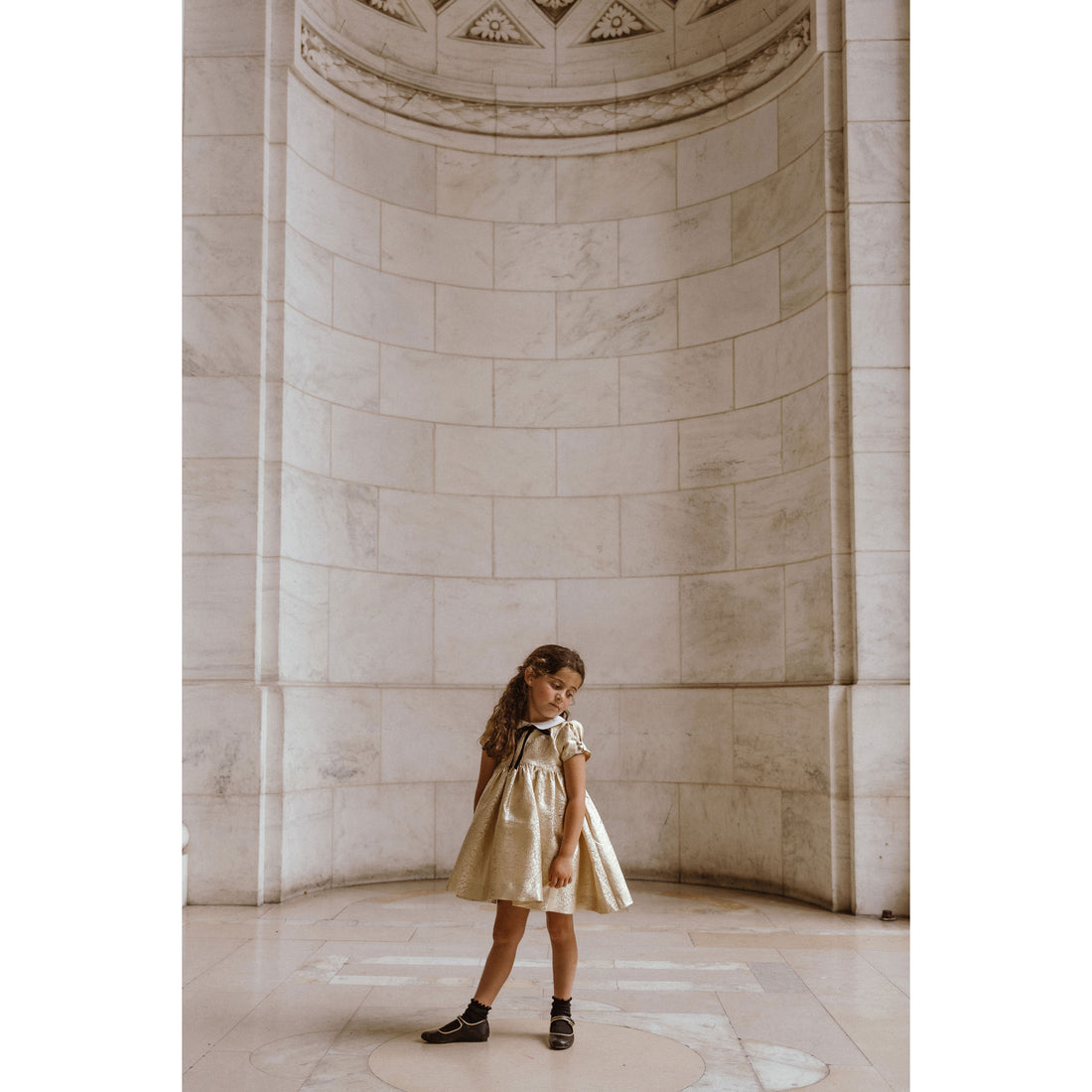 Coco Blanc Gold Jaquard Dress