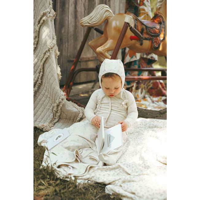 Ladida Layette Blush Tiny Bud Romper + Bonnet