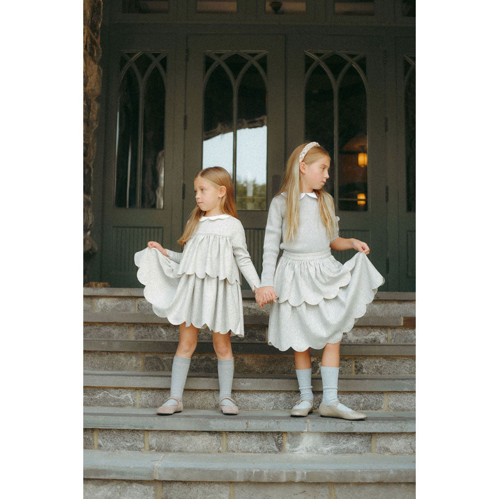 Coco Blanc Light Grey Scalloped Skirt