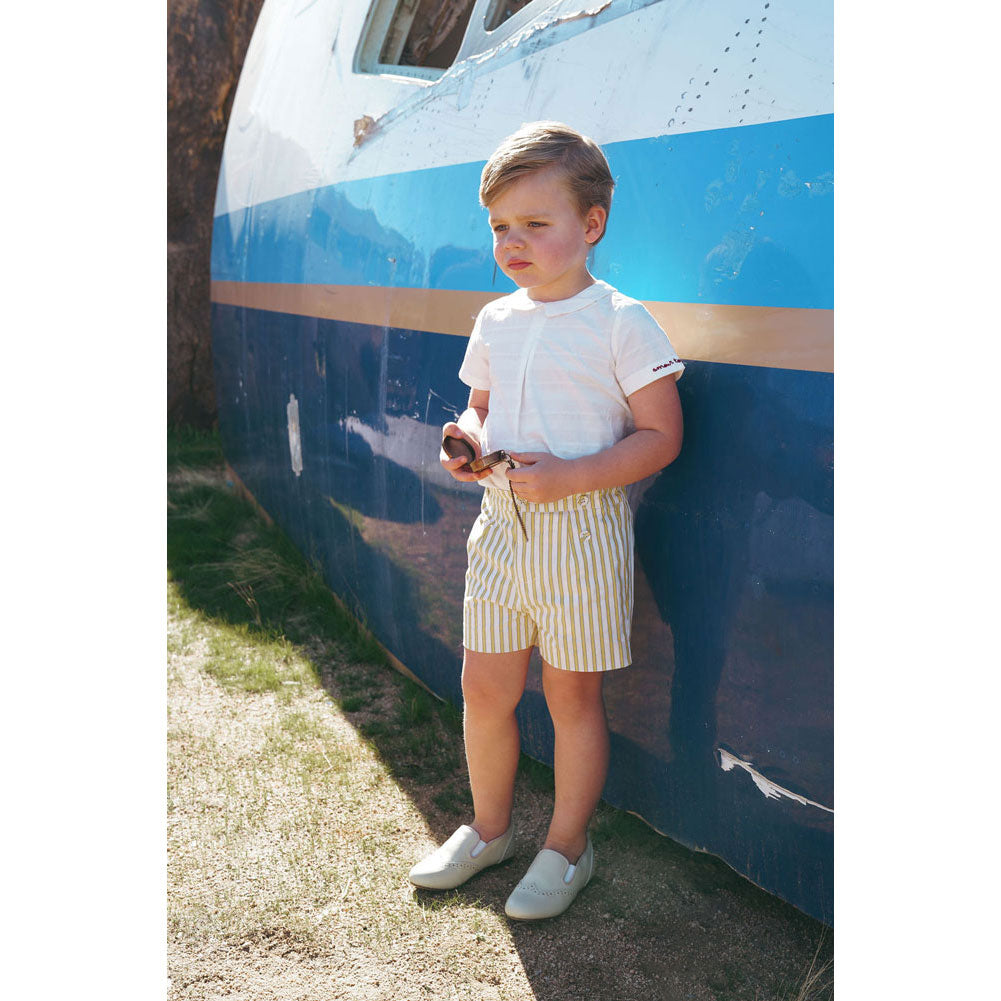 Coco Blanc White Peter Pan Linear Shirt