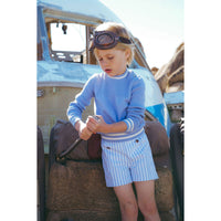 Coco Blanc Blue Striped Double Breasted Shorts