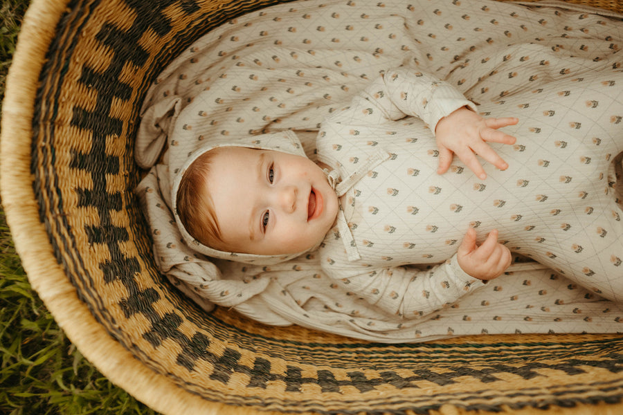 Ladida Layette Pink Grid Footies