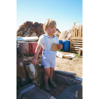 Coco Blanc Blue Striped Suspender Shorts