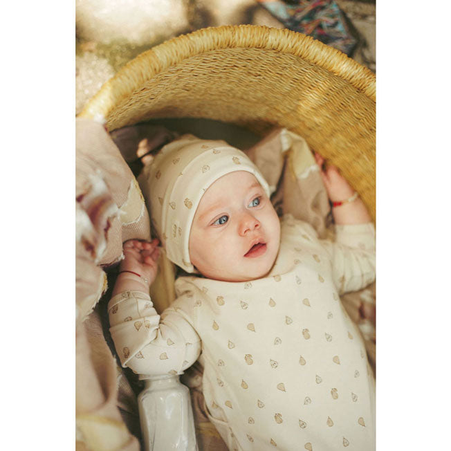 Ladida Layette Sketched Pears Romper + Hat + Blanket