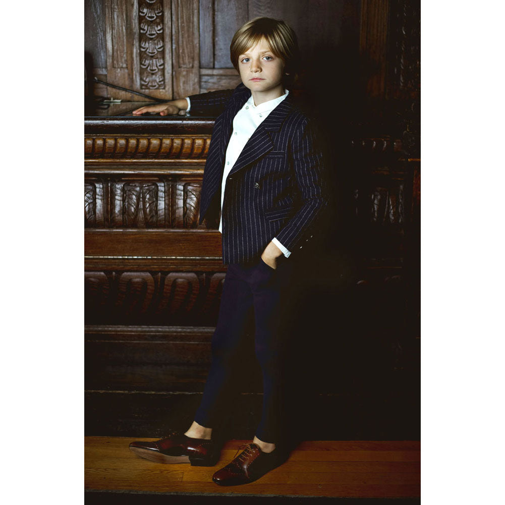 Coco Blanc Navy Pinstripe Pinstripe Boys Blazer Coco Blanc Navy Pinstripe Pinstripe Boys Blazer