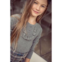 Coco Blanc Grey Ruffle Bib Sweater