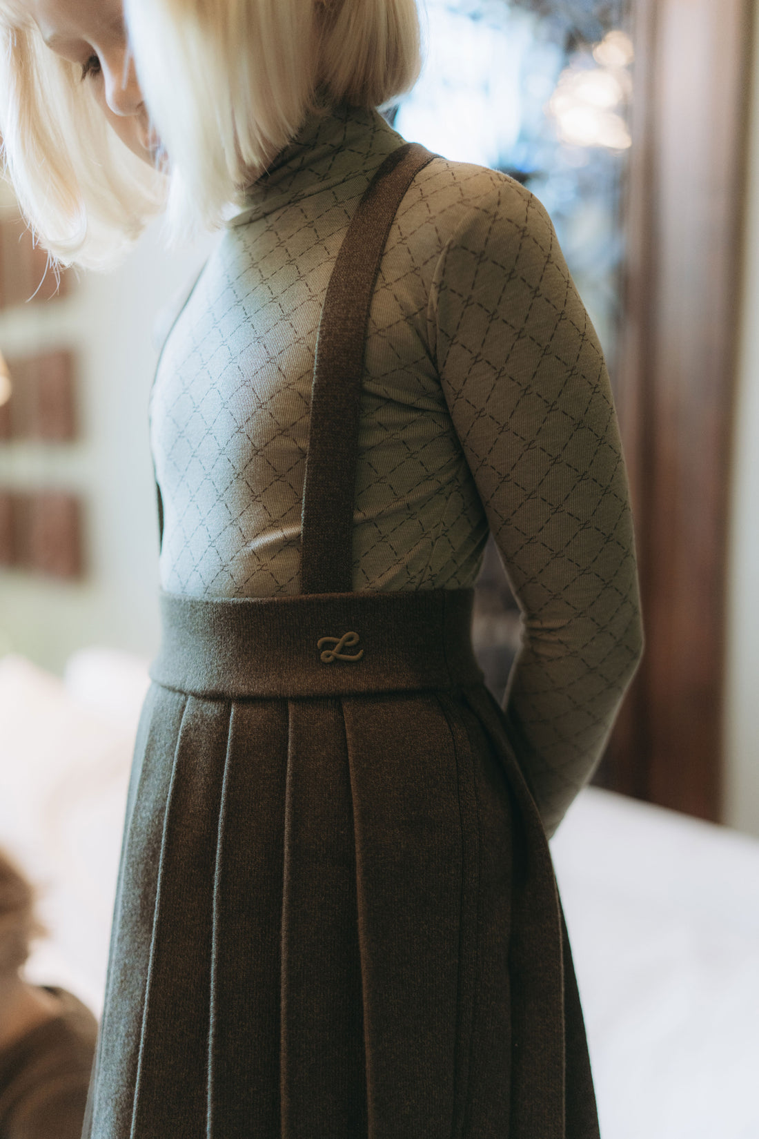 L by Ladida Olive Logo Print Turtleneck
