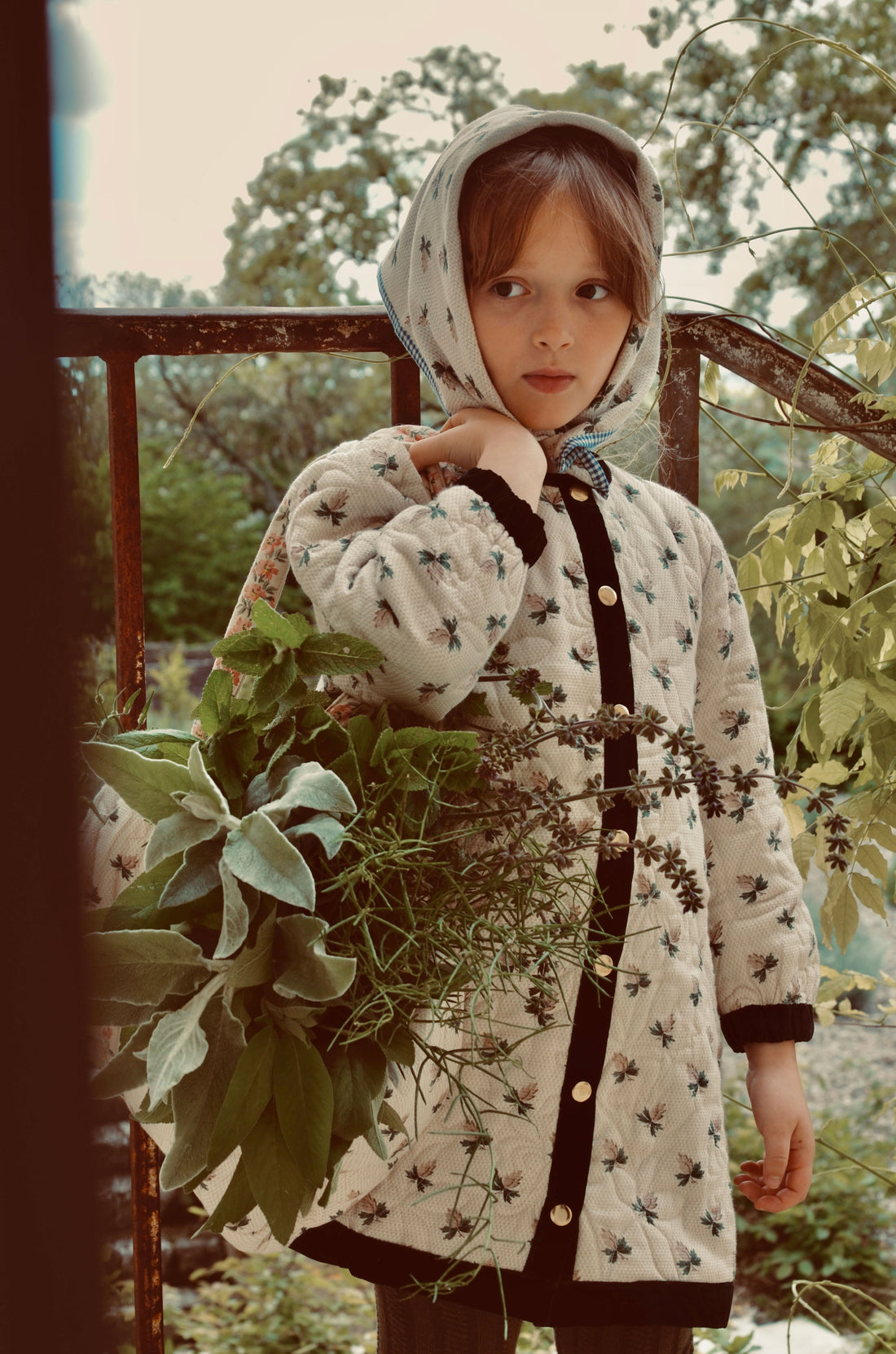 Bonjour Hazelnut Print Dress Coat With Scarf