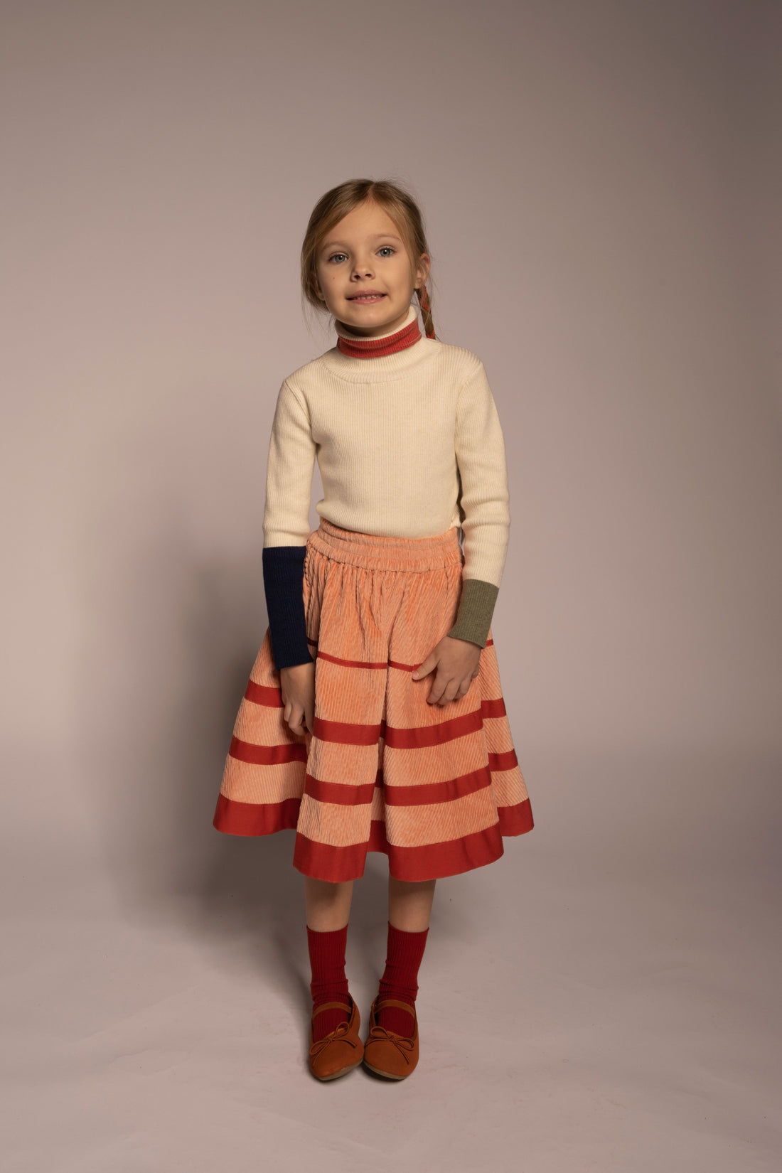 Tia Cibani Opal Mix Patchwork Ribbed Turtleneck