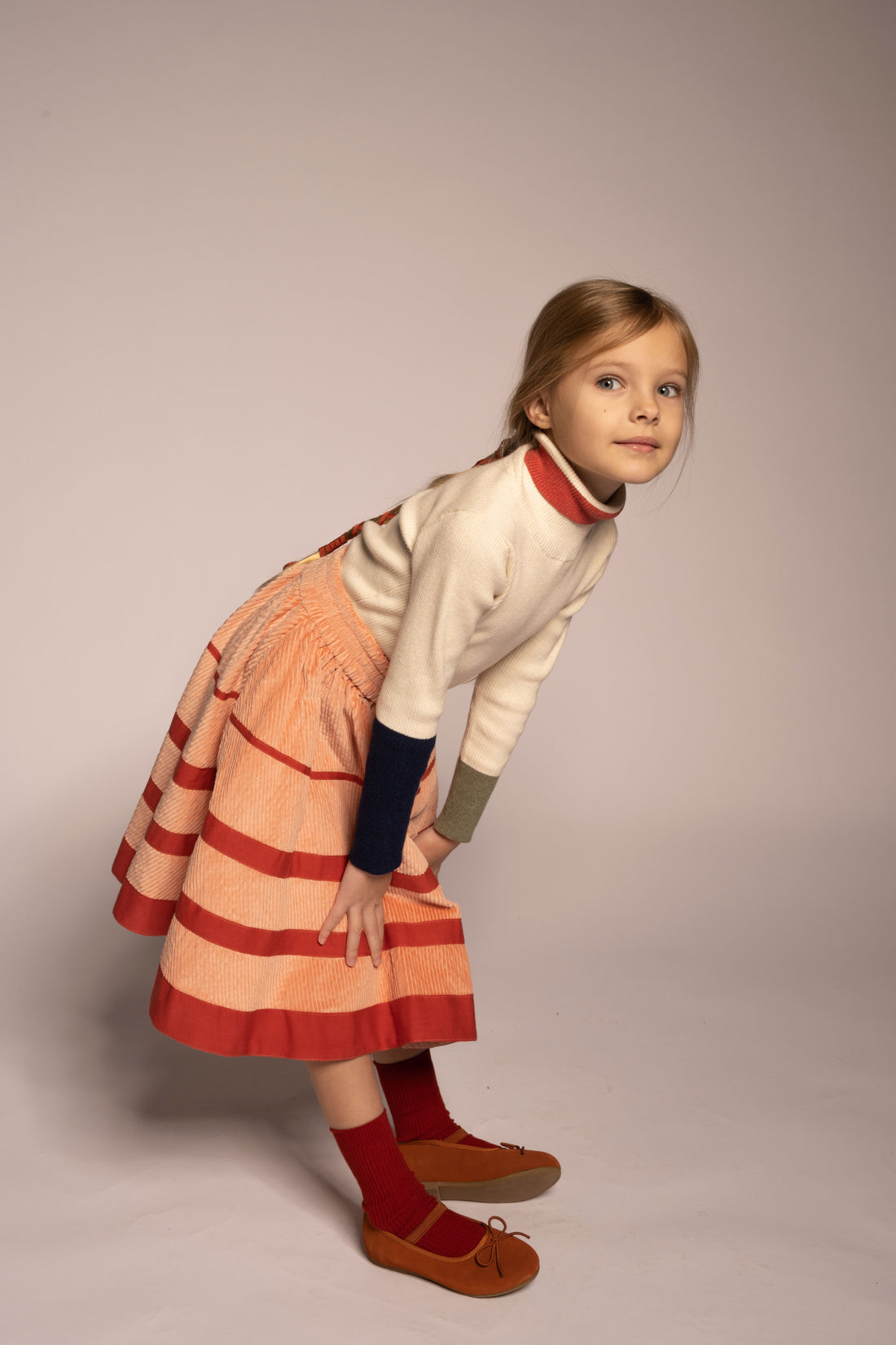Tia Cibani Opal Mix Patchwork Ribbed Turtleneck
