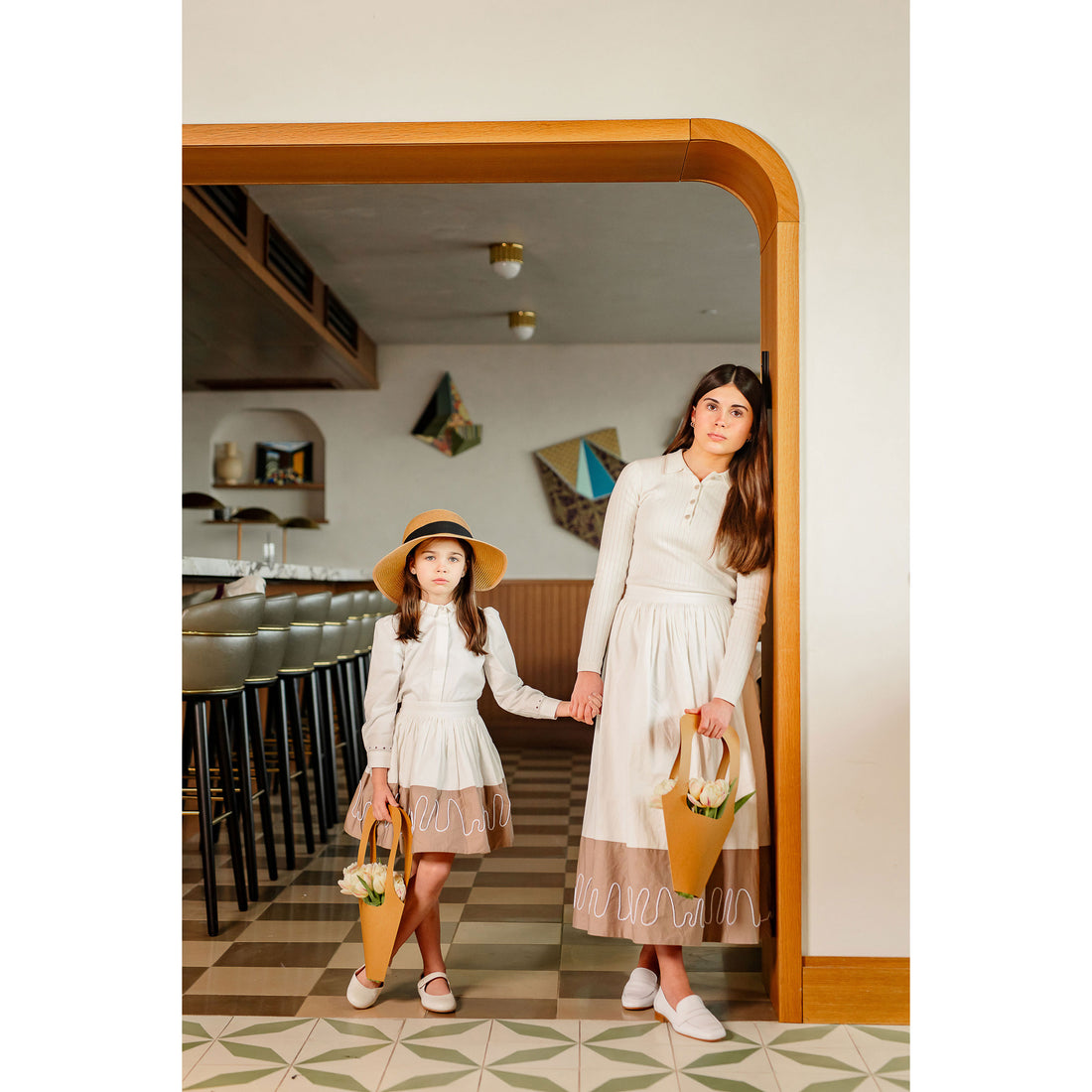 Coco Blanc Ivory/Taupe Colorblock Skirt