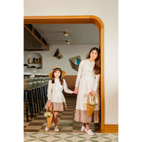 Coco Blanc Ivory/Taupe Colorblock Skirt