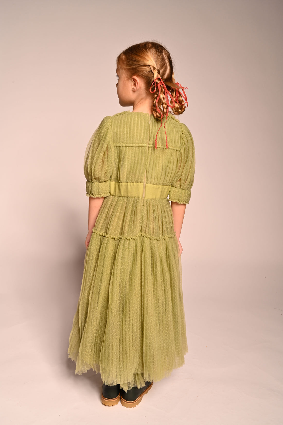 Tia Cibani Sage Cornucopia Tiered Tulle Maxi