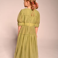 Tia Cibani Sage Cornucopia Tiered Tulle Maxi