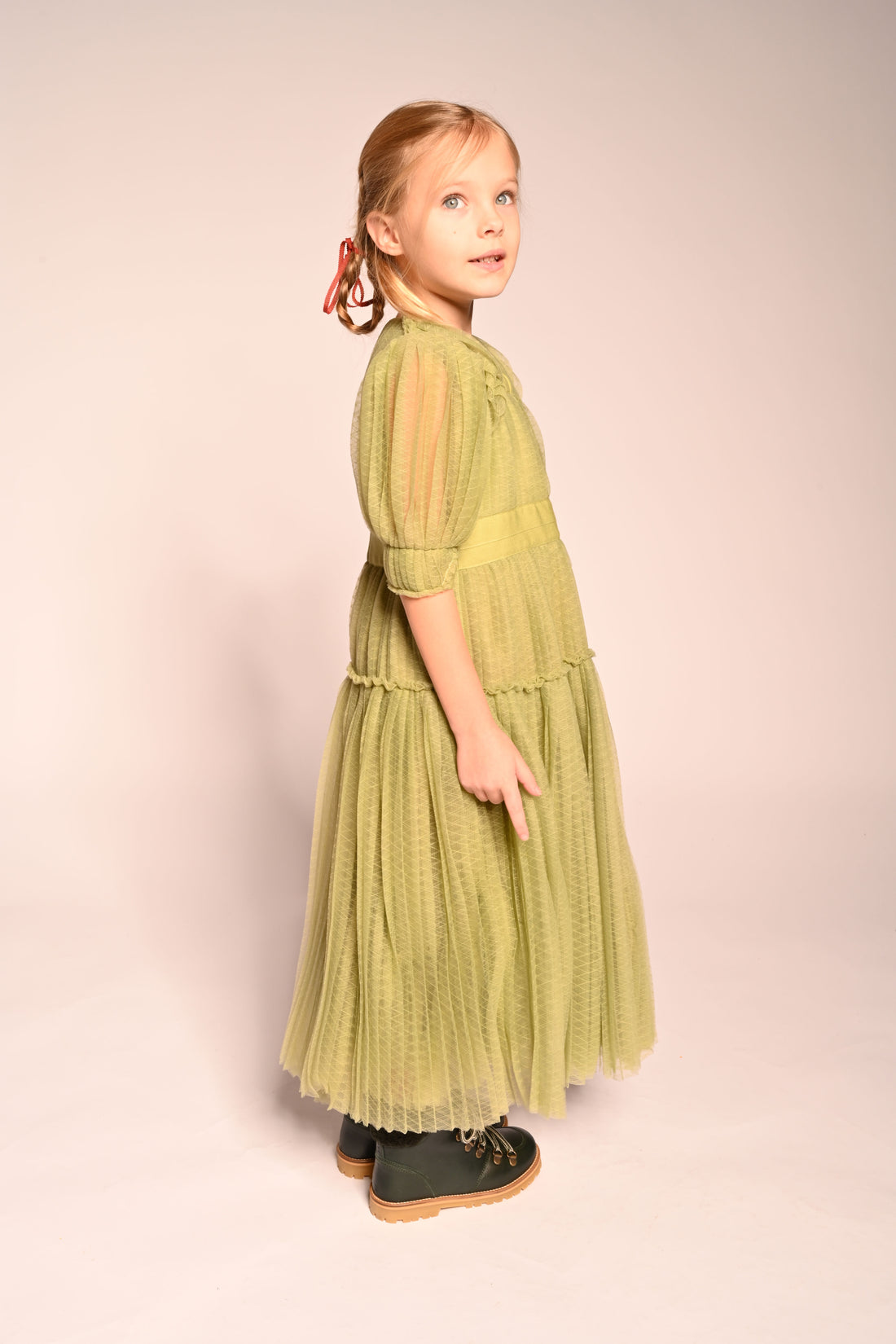 Tia Cibani Sage Cornucopia Tiered Tulle Maxi