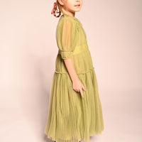 Tia Cibani Sage Cornucopia Tiered Tulle Maxi