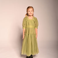 Tia Cibani Sage Cornucopia Tiered Tulle Maxi