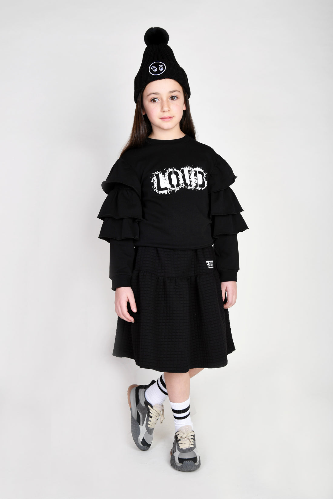 Loud Black Warm Ruffled Sweatshirt